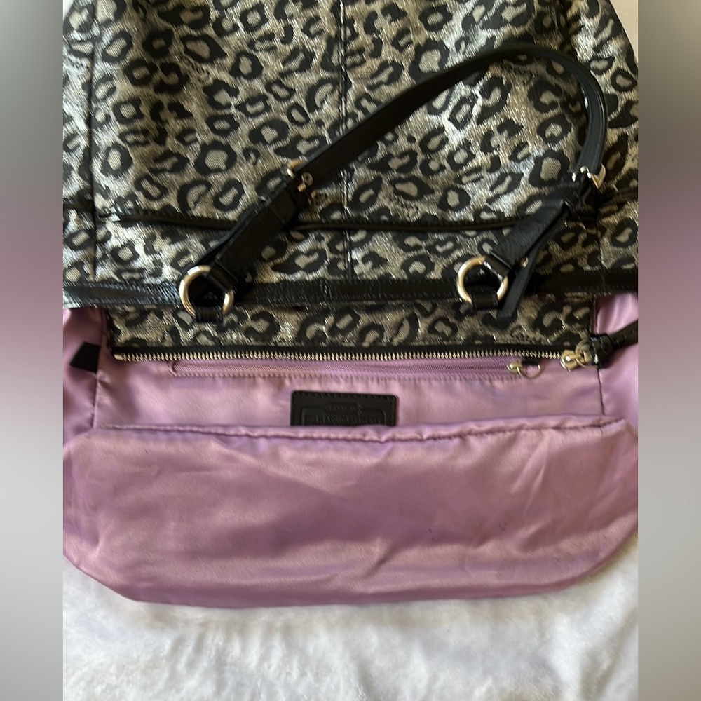 Rare Coach Ocelot Leopard Silver Shoulder Bag Vintage F17675 - Picture 9 of 16